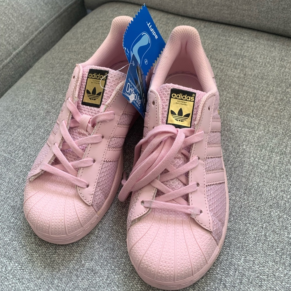 Pink Adidas Superstar Shell Toe Sneakers Kids Size 3 (789002) New Without Box